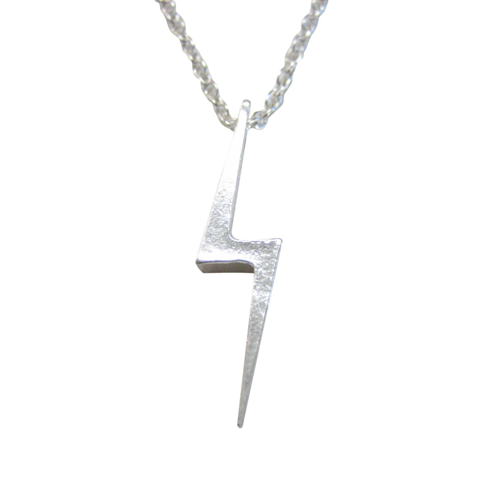 Silver Toned Lightning Bolt Pendant Necklace